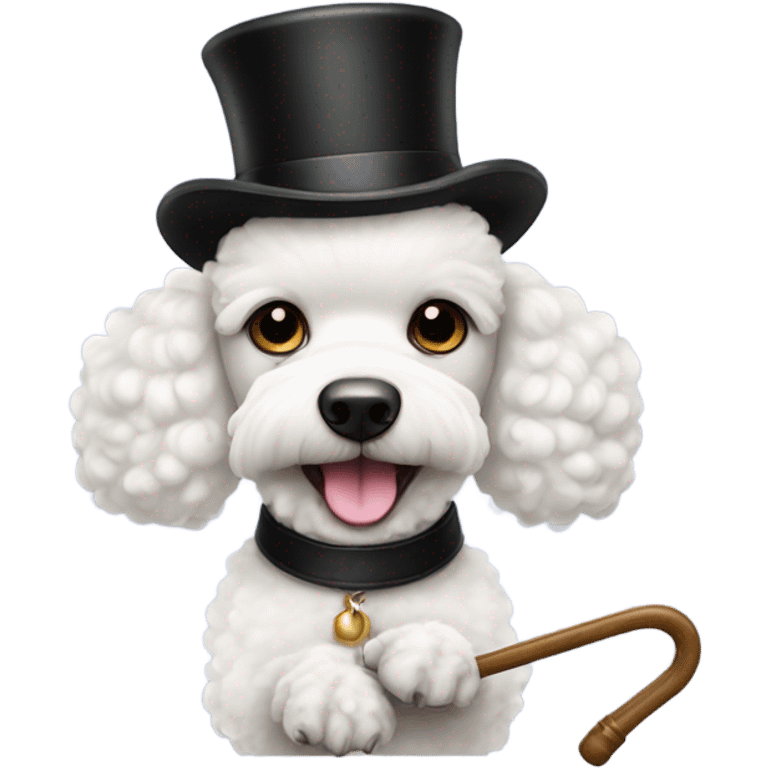 White poodle with top hat and cane emoji