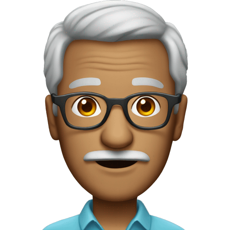 Grandpa with grey hair and gray mustache and wearing tortoise eyeglasses emoji