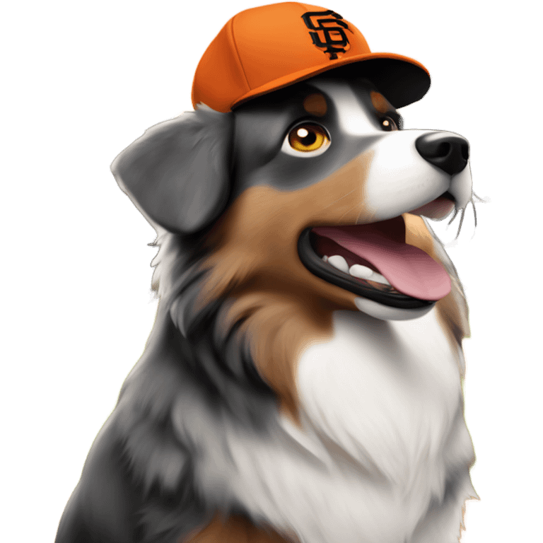 Australian shepherd in sf giants hat emoji