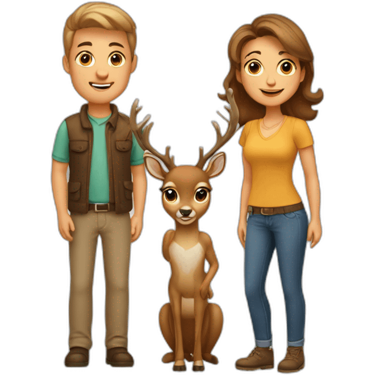 Deer family mom dad boy emoji