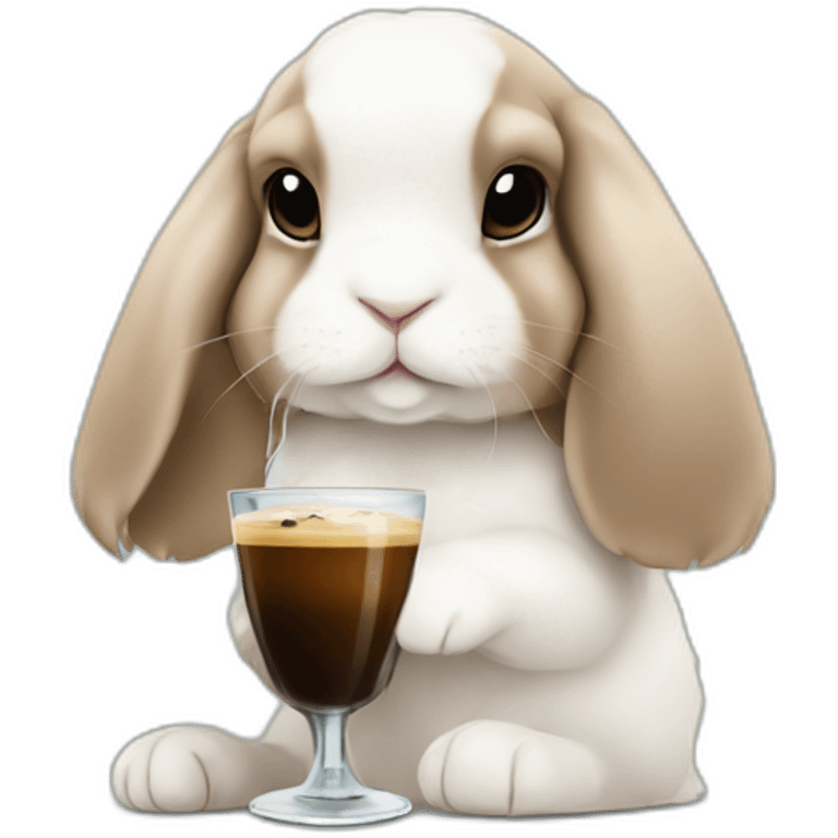 Holland lop holding espresso martini in one hand emoji