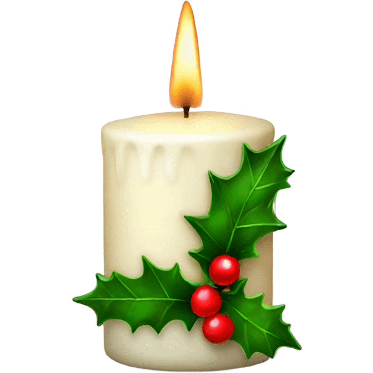 Realistic christmas candle with holly emoji