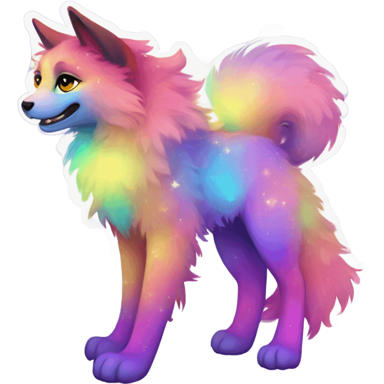 Colorful gradient-Sparkle-nebula-fursona anthropomorphic furry full body emoji