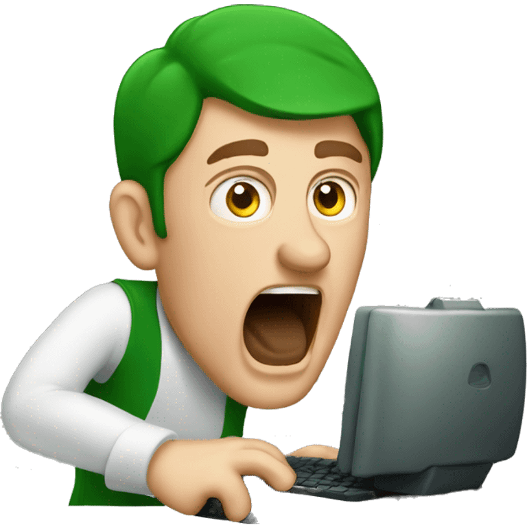 Irish man shouting at computer emoji