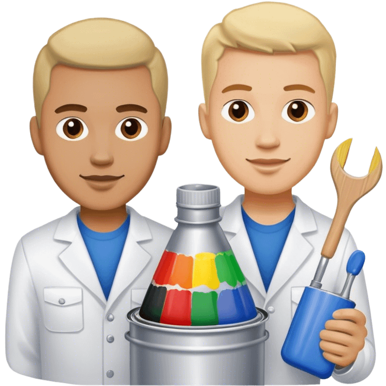 Two men in the automotive business who are paint mixers  emoji