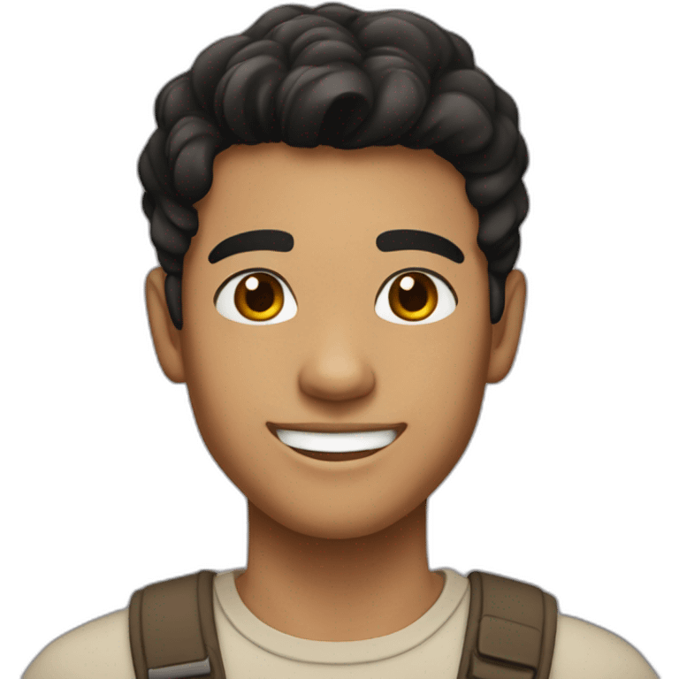 young man with black hair, light brown skin colour, and a smiling face emoji