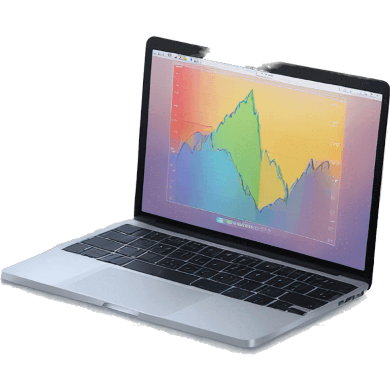 macbook with stock chart on market website emoji