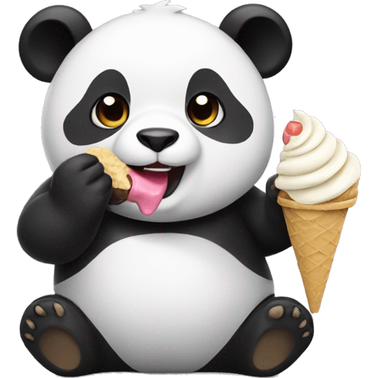 Panda eating ice cream emoji