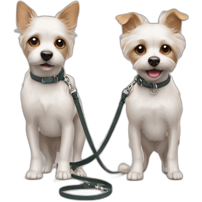 2 small dogs on leashes emoji