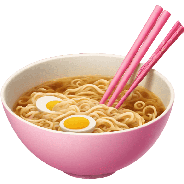 traditional ramen, pink and gold bowl, gold chopsticks emoji