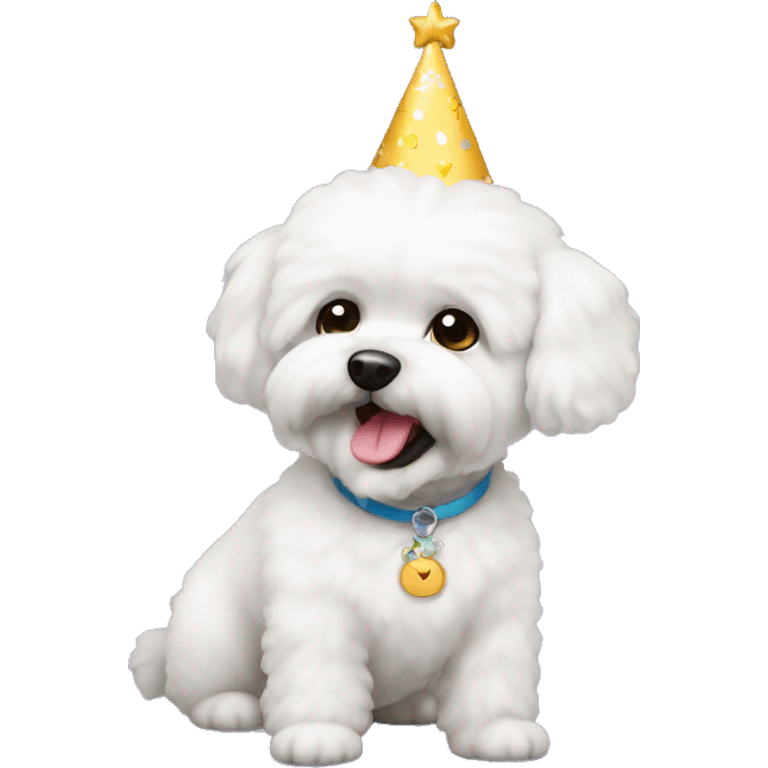 Bichon with birthday emoji