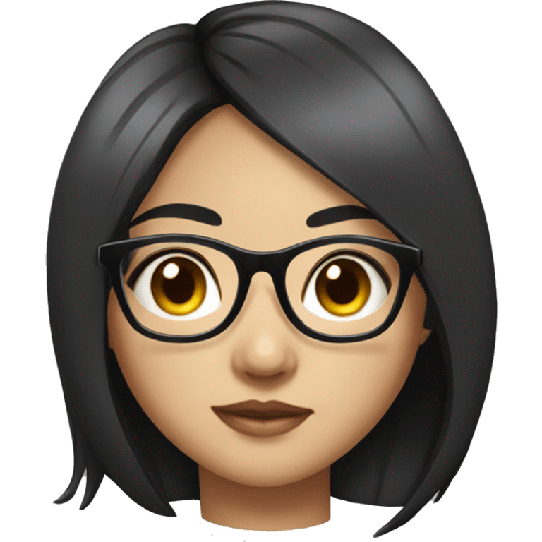 chinese girl with black hair with glasses, wears oversized tshirt emoji