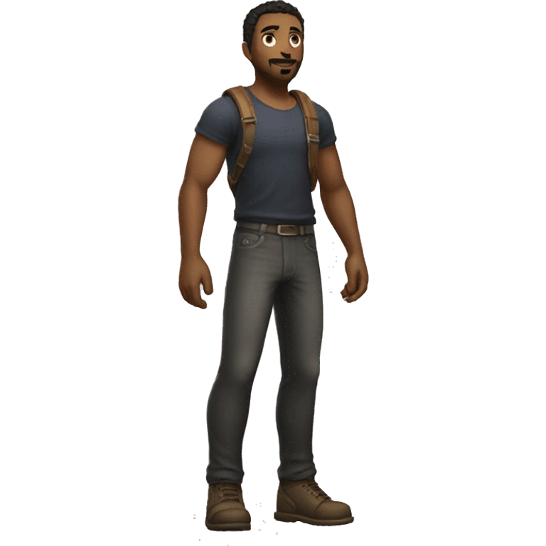 a game character showing his full body emoji