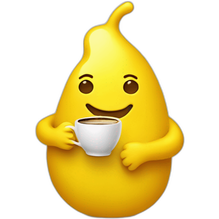 happy yellow blob holding a coffee emoji