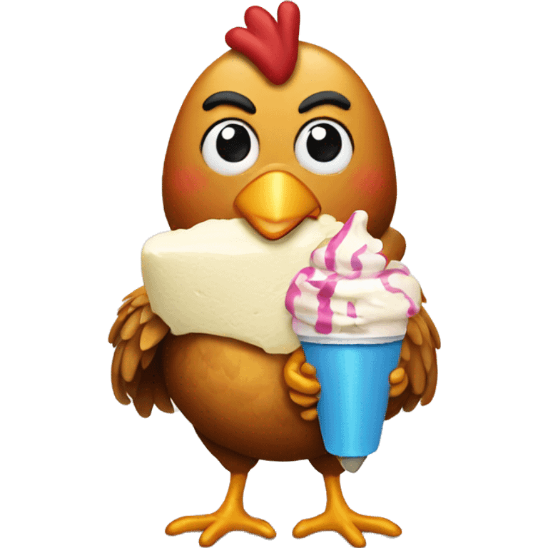 Chicken with ice cream emoji