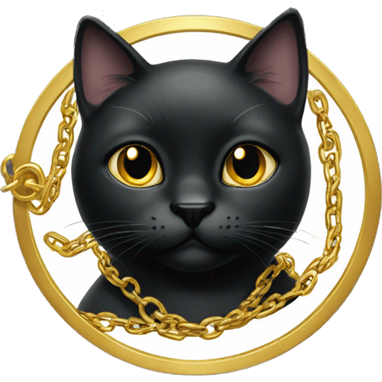 black cat with gold chain emoji