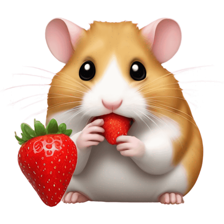 Hamster eating a strawberry ￼ emoji