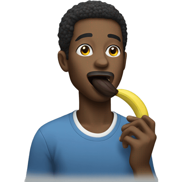 black man eating a blue banana emoji