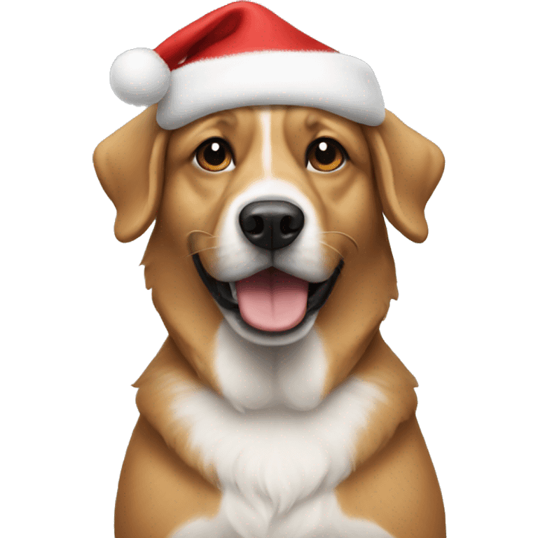 dog wearing Christmas hat emoji