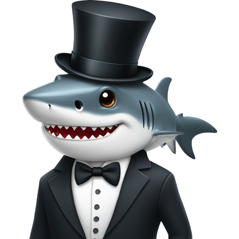 Shark with a top hat and tuxedo emoji