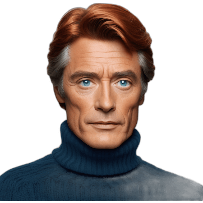 Alain delon red hair blue eyes turtleneck sweater cosy emoji