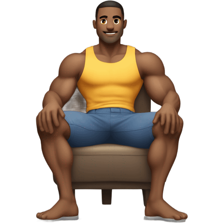 muscular male relaxing indoors emoji