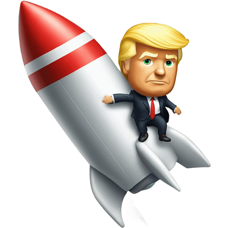 Donald j trump surfing on a rocket emoji