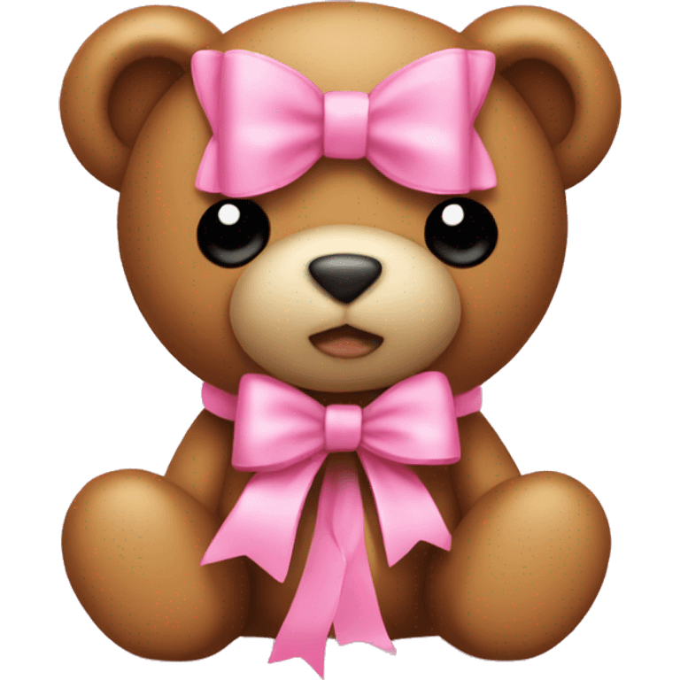 Pink bow on teddy  emoji