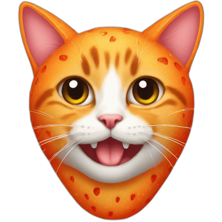 orange strawberry on a cat emoji