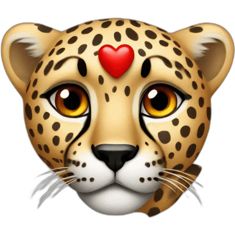 Cheetah with red heart emoji