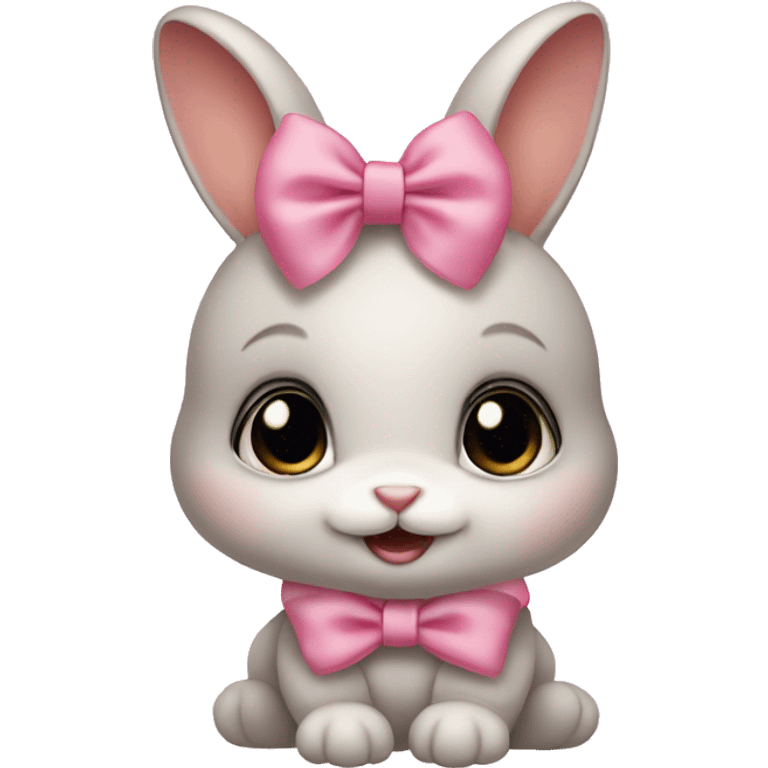 Baby bunny with coquette bow on ear emoji