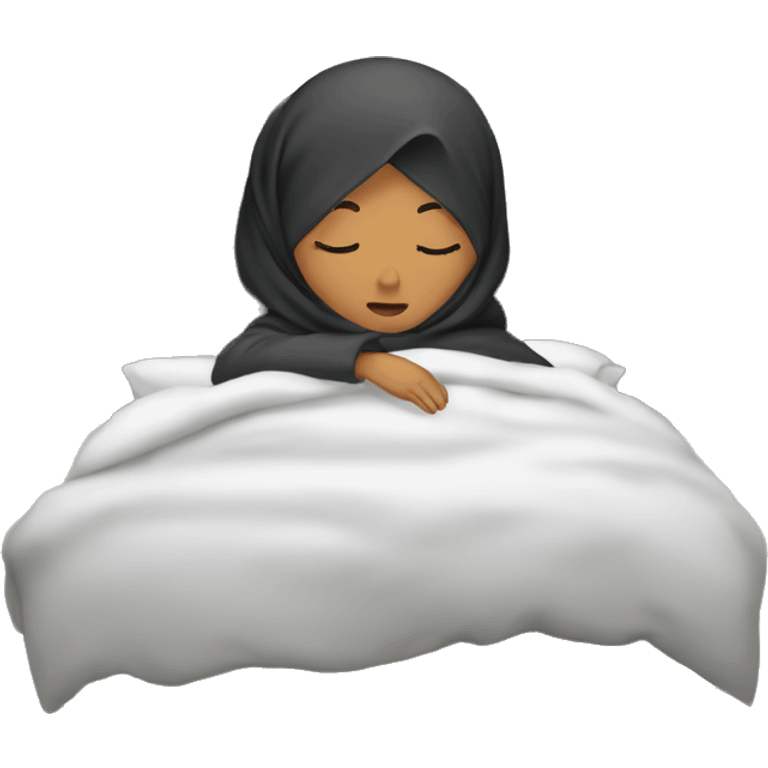 Hijabi-woman-sleeping-inside-bed emoji