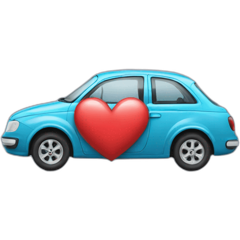 Car with a big heart emoji