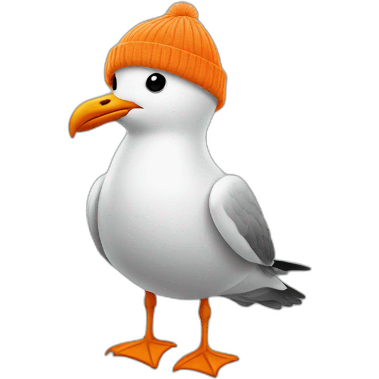 seagull in orange beanie emoji