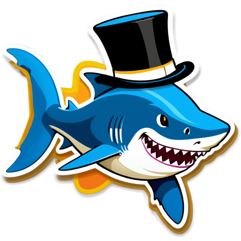 Shark with a top hat emoji