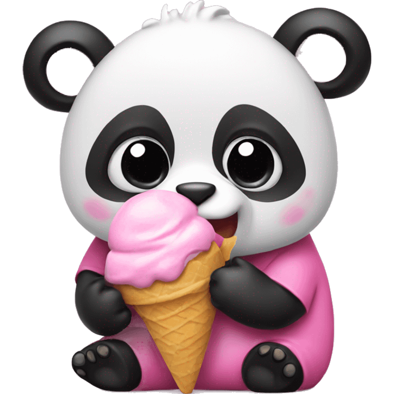 Pink panda eating ice cream  emoji