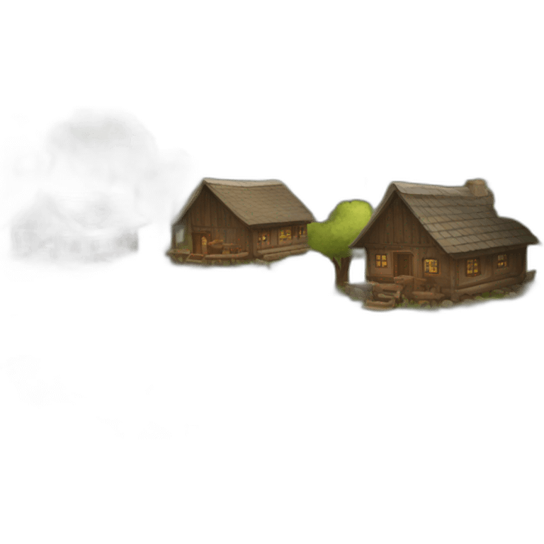 a village with few wood cabins emoji