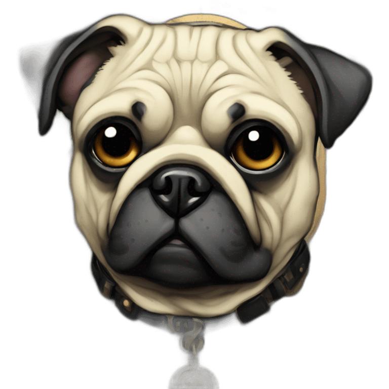 A cyberpunk pug in Art Nouveau style during 1910 emoji