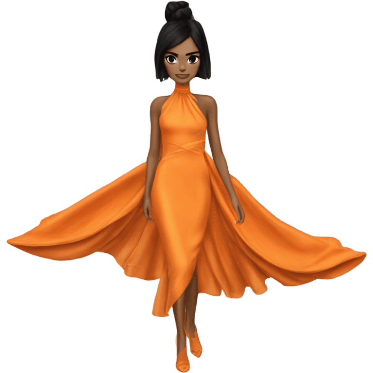 kendall jenner orange met gala dress  emoji