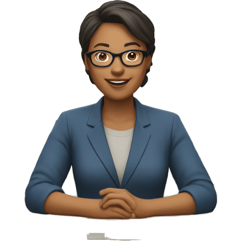 Teacher with glasses at desk emoji