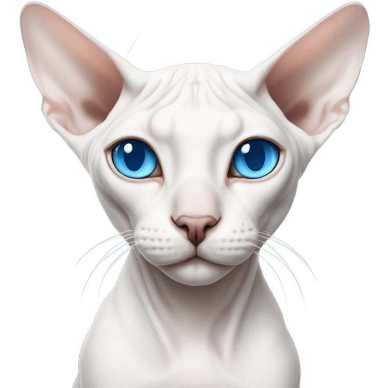 White sphynx cat with blue eyes emoji