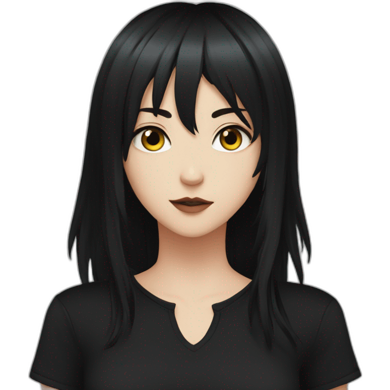 Anime+Cassandra+Goth-Woman-dark-hair-black-tshirt+perfectly-centered emoji