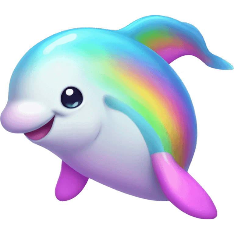 Kawaii neon narwal with rainbow horn  emoji