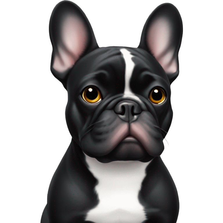 black french bulldog with white duck shaped spot emoji