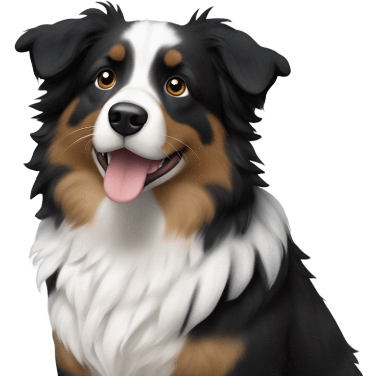 black and white fluffy male mini australian shepherd  emoji