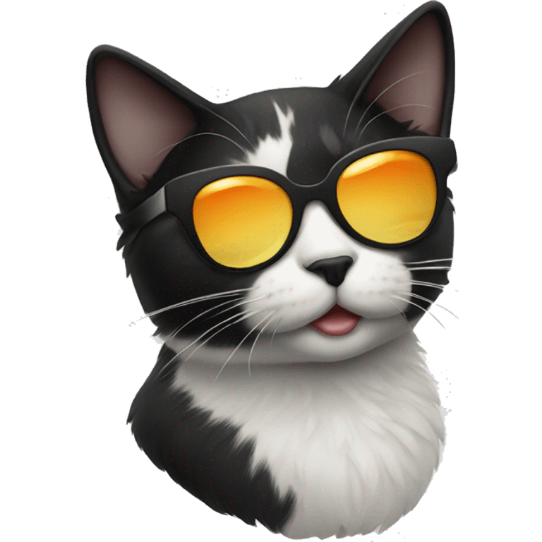 Black and white cat with sun glases emoji