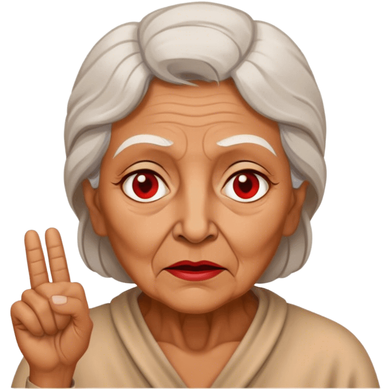 Old woman protesting against red emoji