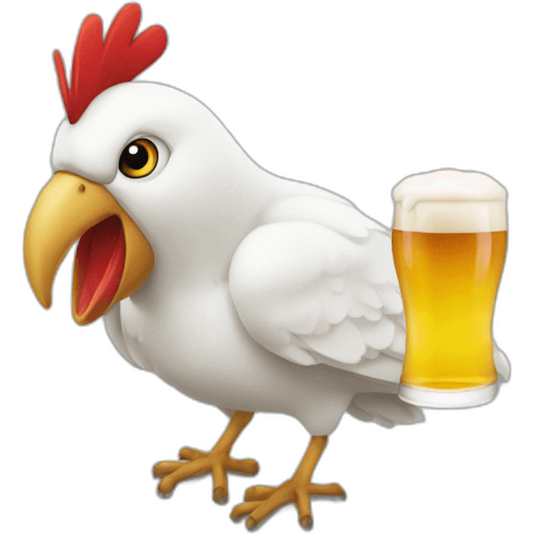 Un oiseau blanc qui boit une beer emoji