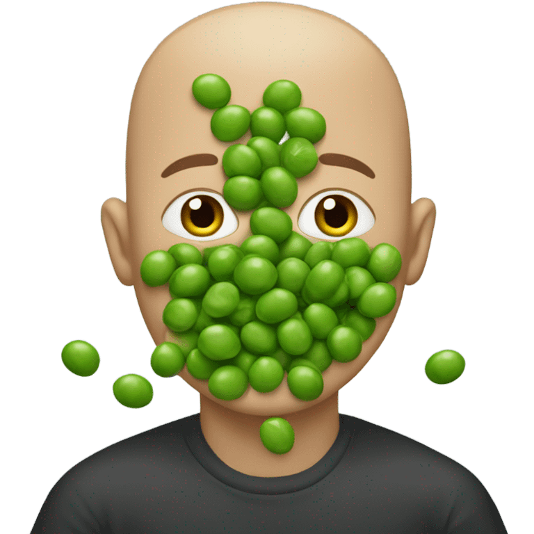 Bald man eating peas emoji