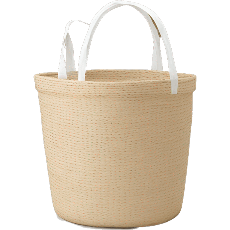 Light beige laundry raffia basket with white band emoji